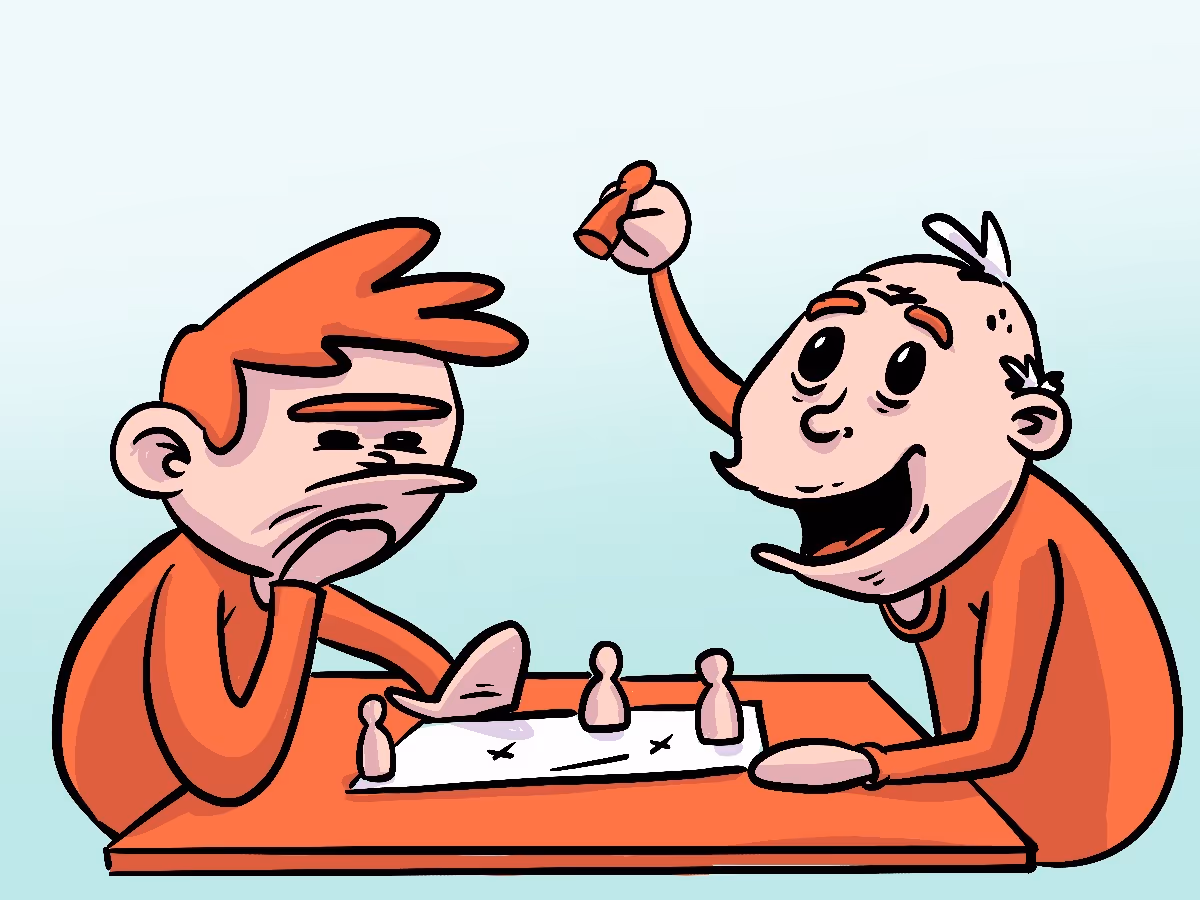 a young guy playing with his grandpa