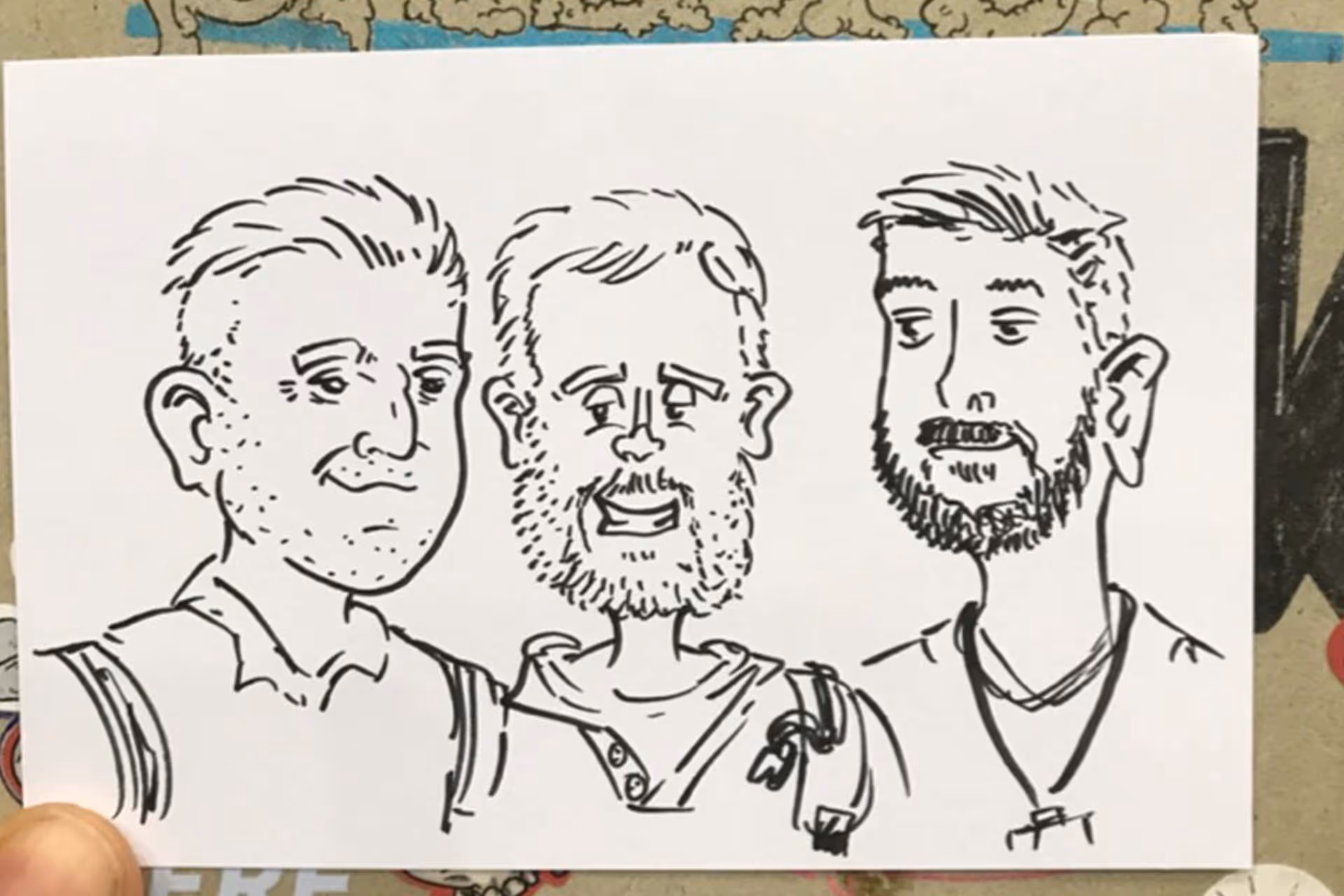 Schnellezichnung dreier Herren
