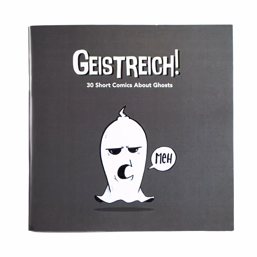 The Cover of the Comic Geistreich it shows a grumpy ghost