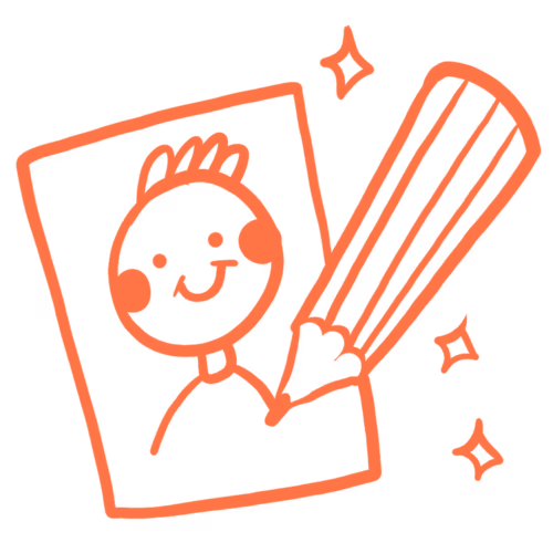 Gezeichnete Grafik eines Porträts mit Stift Papier und Gesicht