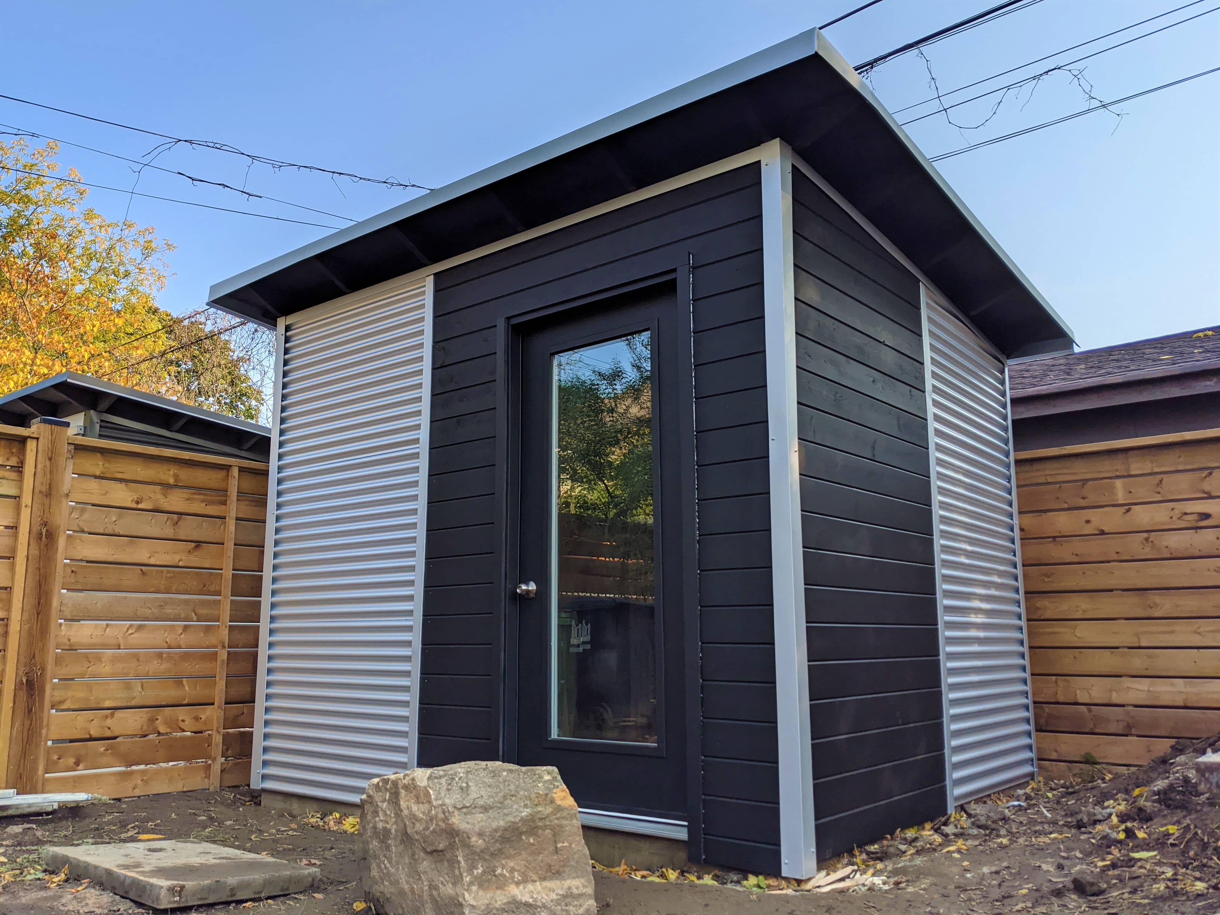 10' x 8' Custom Essential Shed with Black Beauty Stain and Galvalume Steel