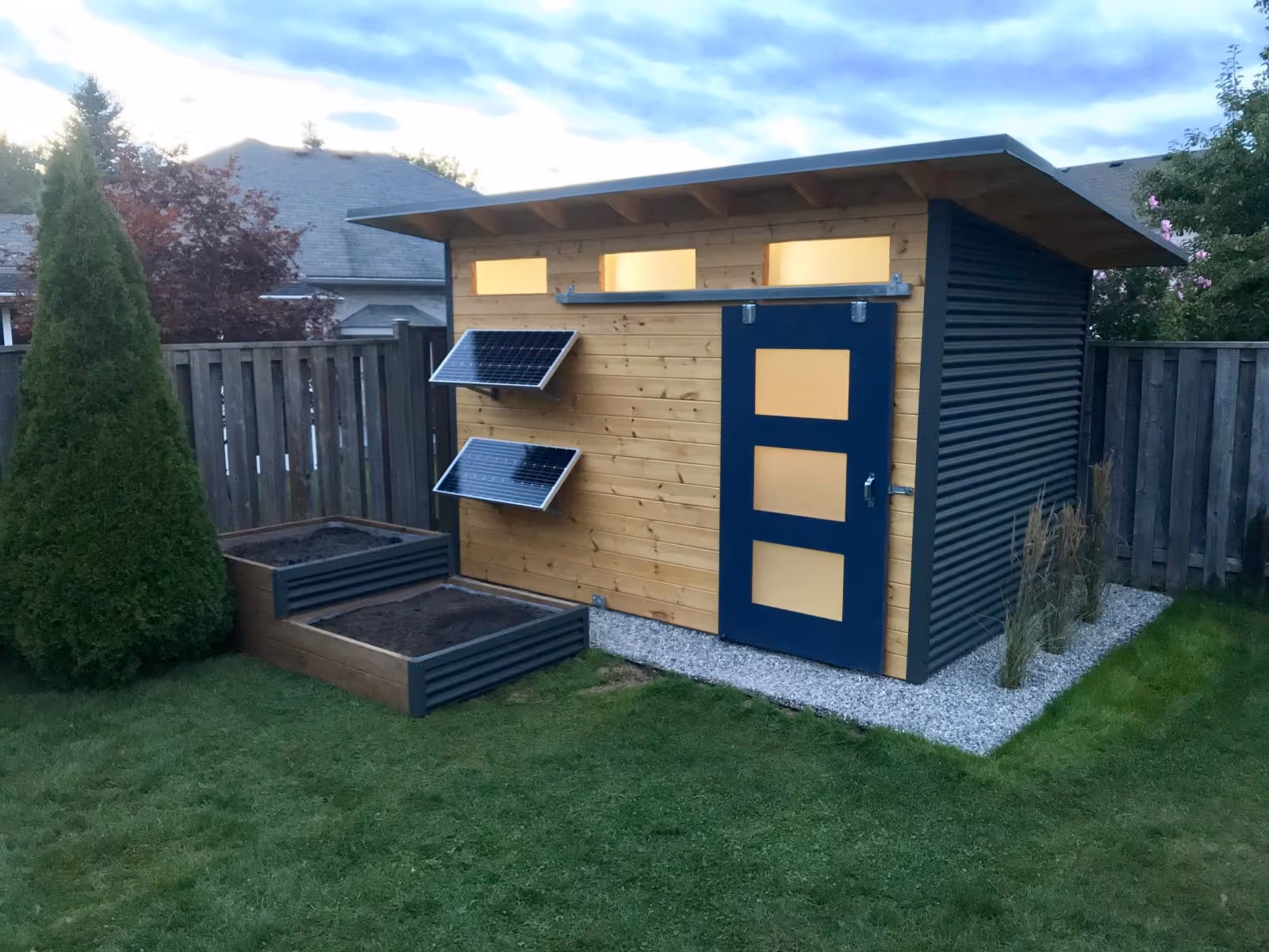 12' x 8' Advanced Storage Shed with Clear-coated Pine and Graphite Gray Steel