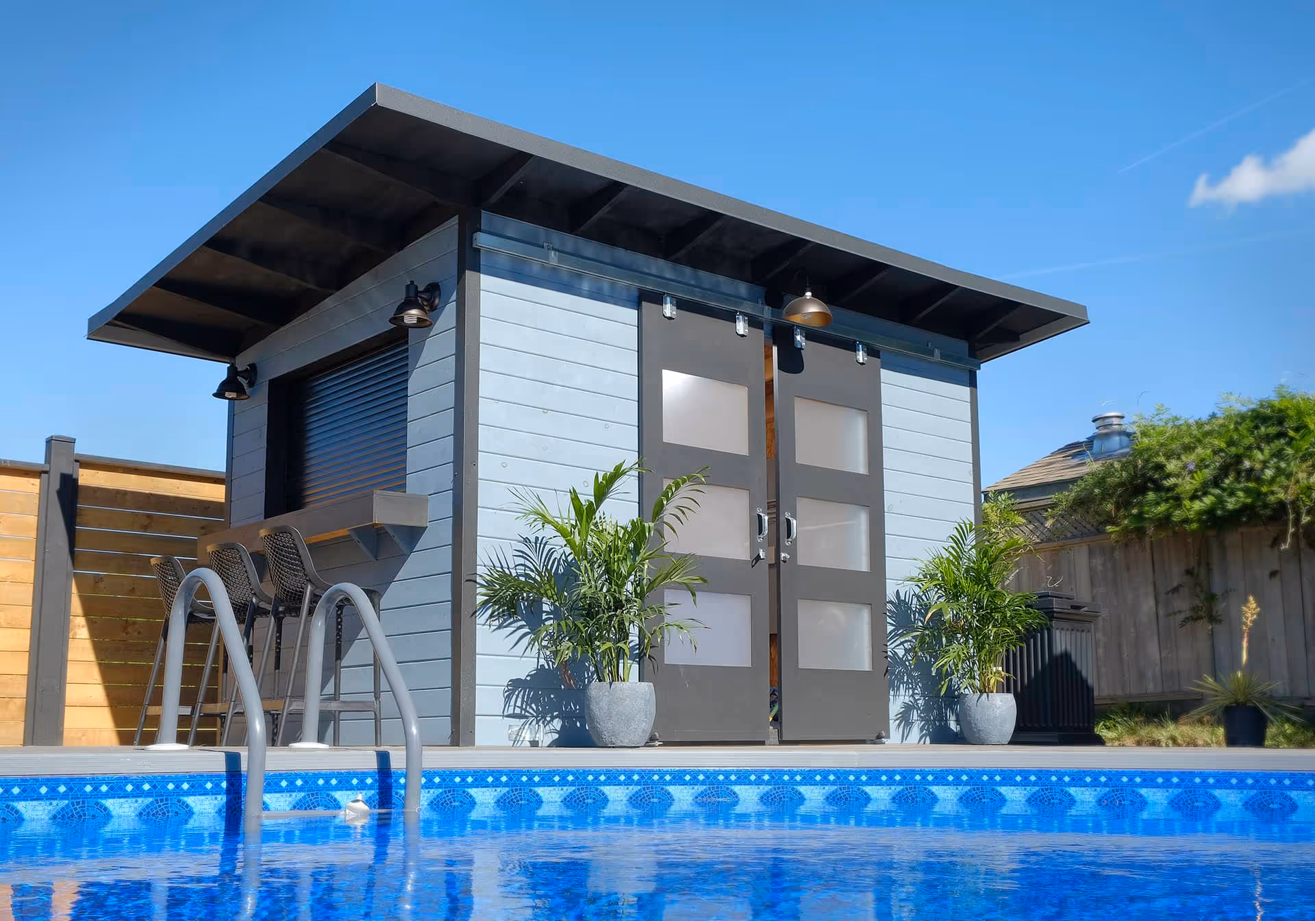 12 x 8 custom pool shed with poolside bar in Mississauga Ontario