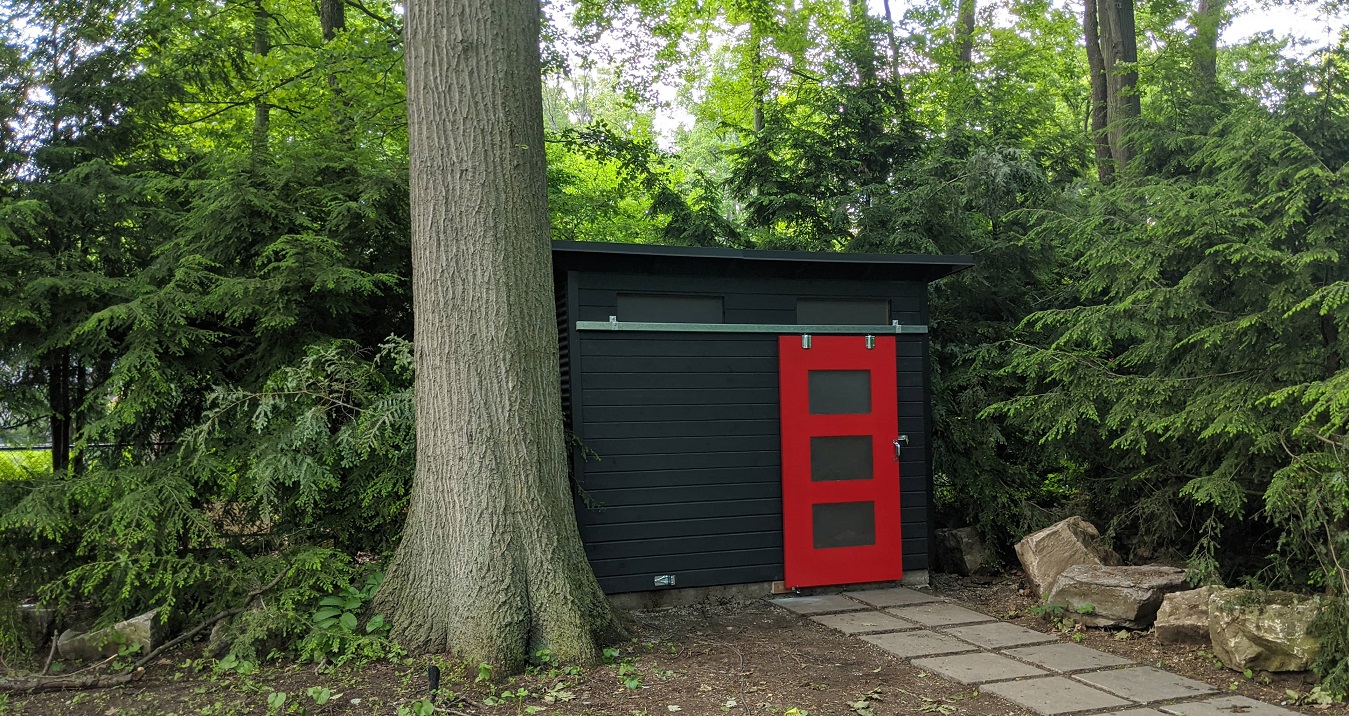 10' x 8' Advanced Shed with Black Beauty Stain and Jet Black Steel