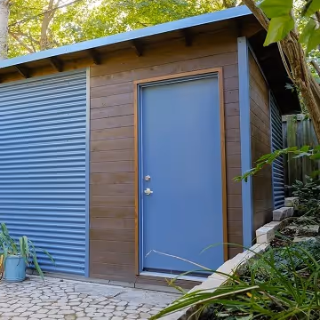 Garden Shed with Blue Steel in Toronto Ontario
