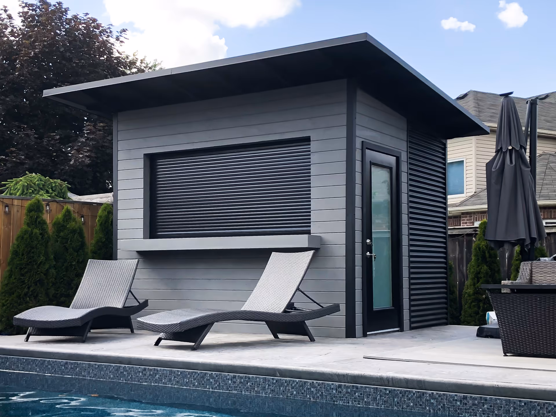 Bar Shed with Double Doors Poolside