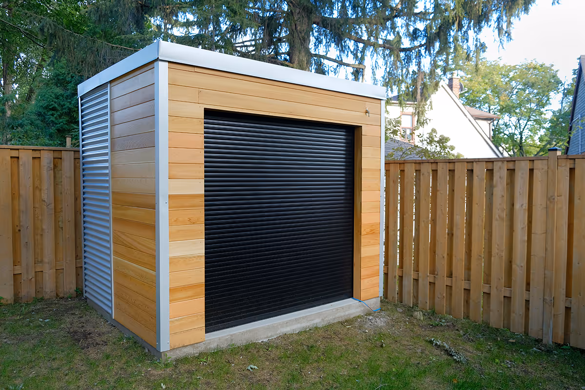 9x7 wooden cube bike shed