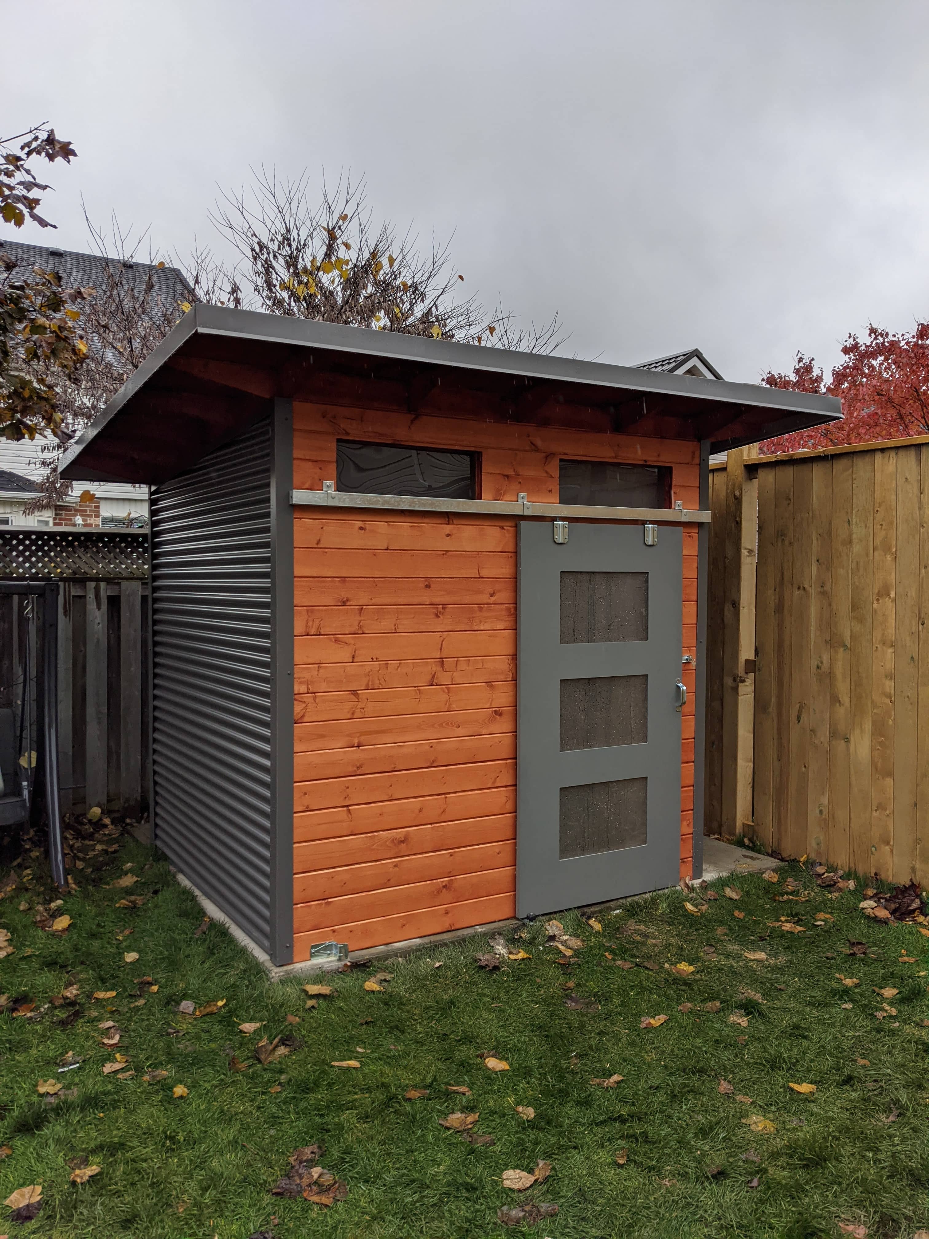 10' x 9' Advanced Shed with Mahogany Stain and Charcoal Steel