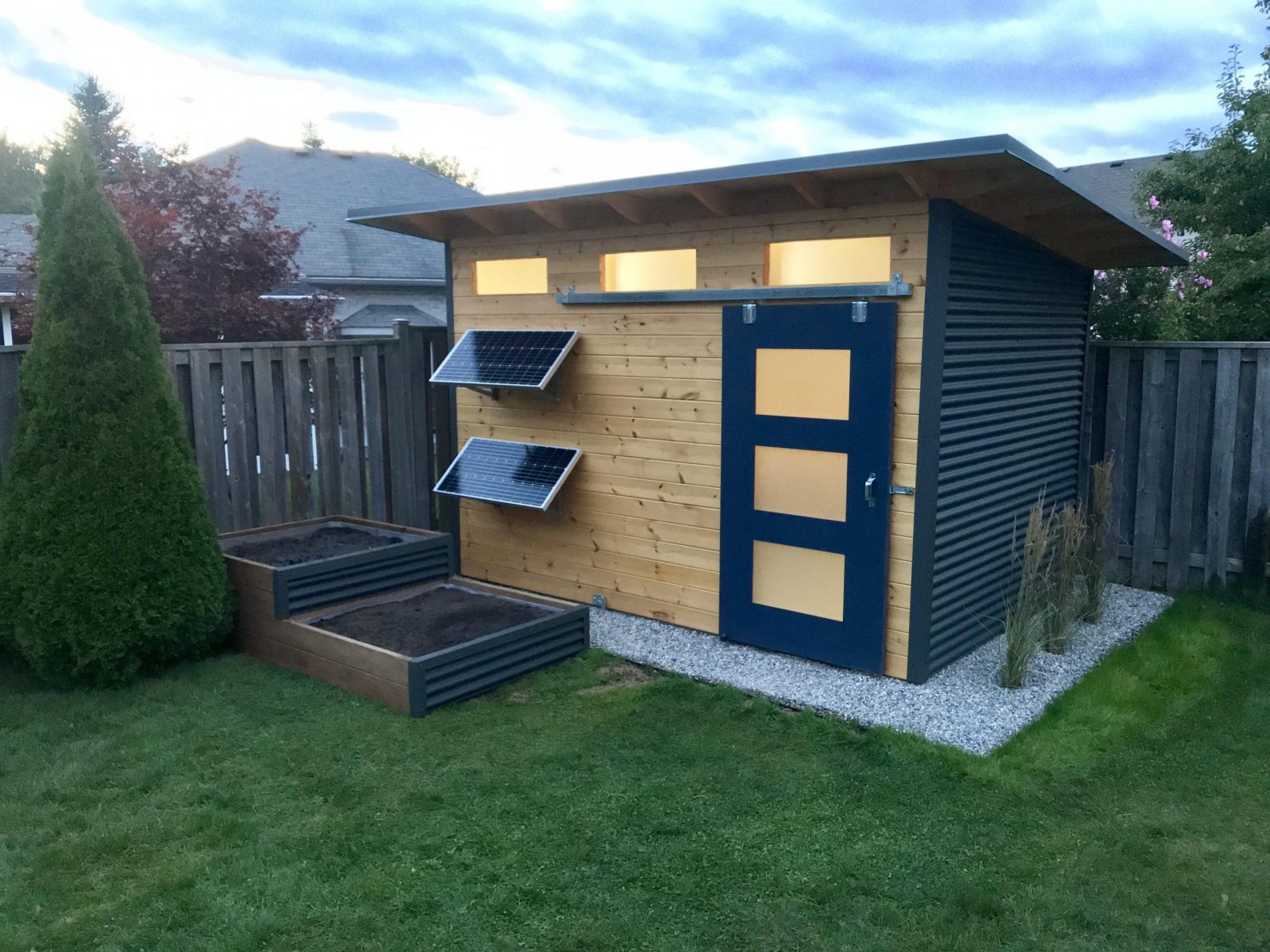 12' x 8' Advanced Storage Shed with Clear-coated Pine and Graphite Gray Steel