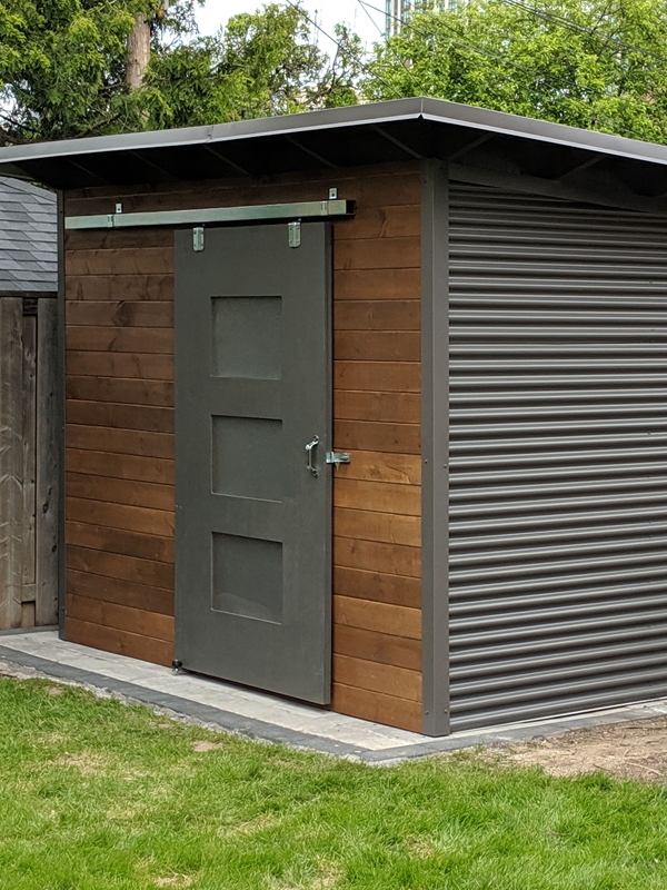 10' x 8' Essential Garden Shed with Muskoka Brown Stain and Charcoal Steel