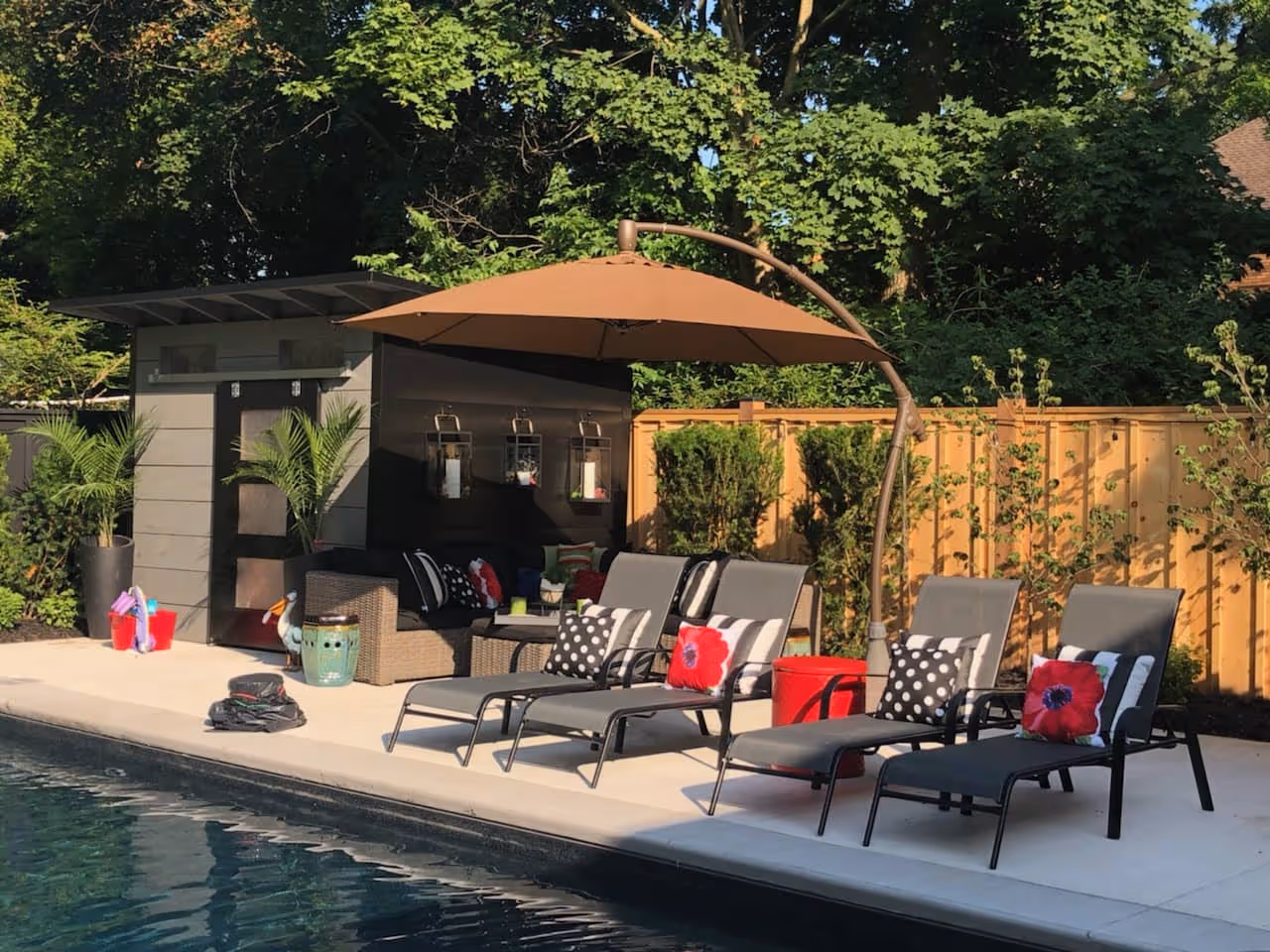 10' x 8' Advanced Pool Shed with Kendall Charcoal Shiplap Siding and Black Flatstock Steel