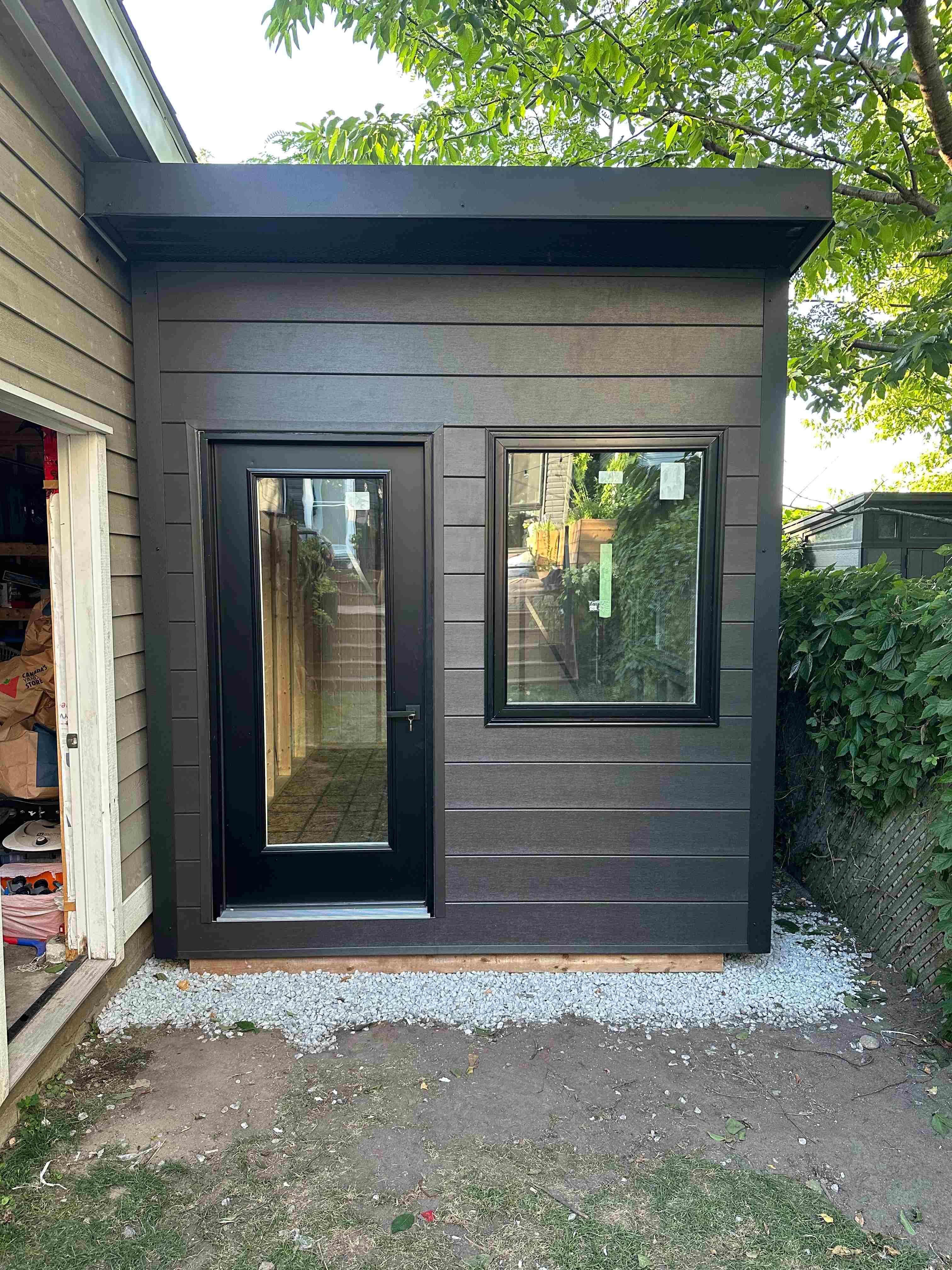 8x6.5 Cube Shed in London Ontario with West Ridge Arctic Grey luxury panel