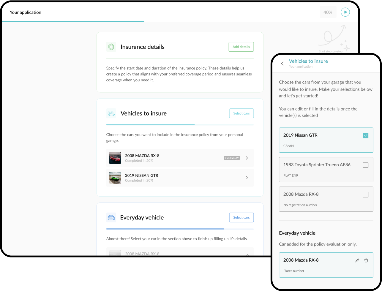 Landing page - Insurance tab image - Application screens
