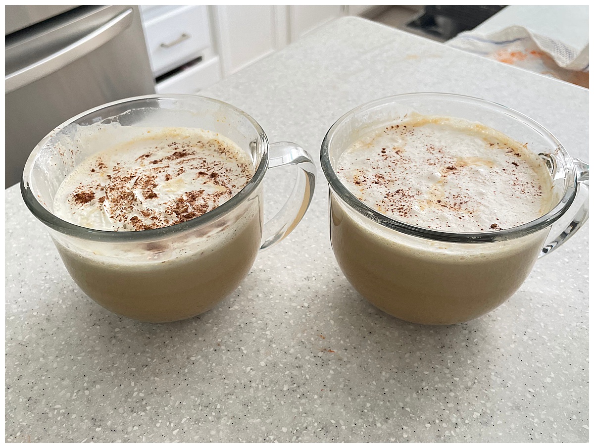 two cups of coffee on a counter