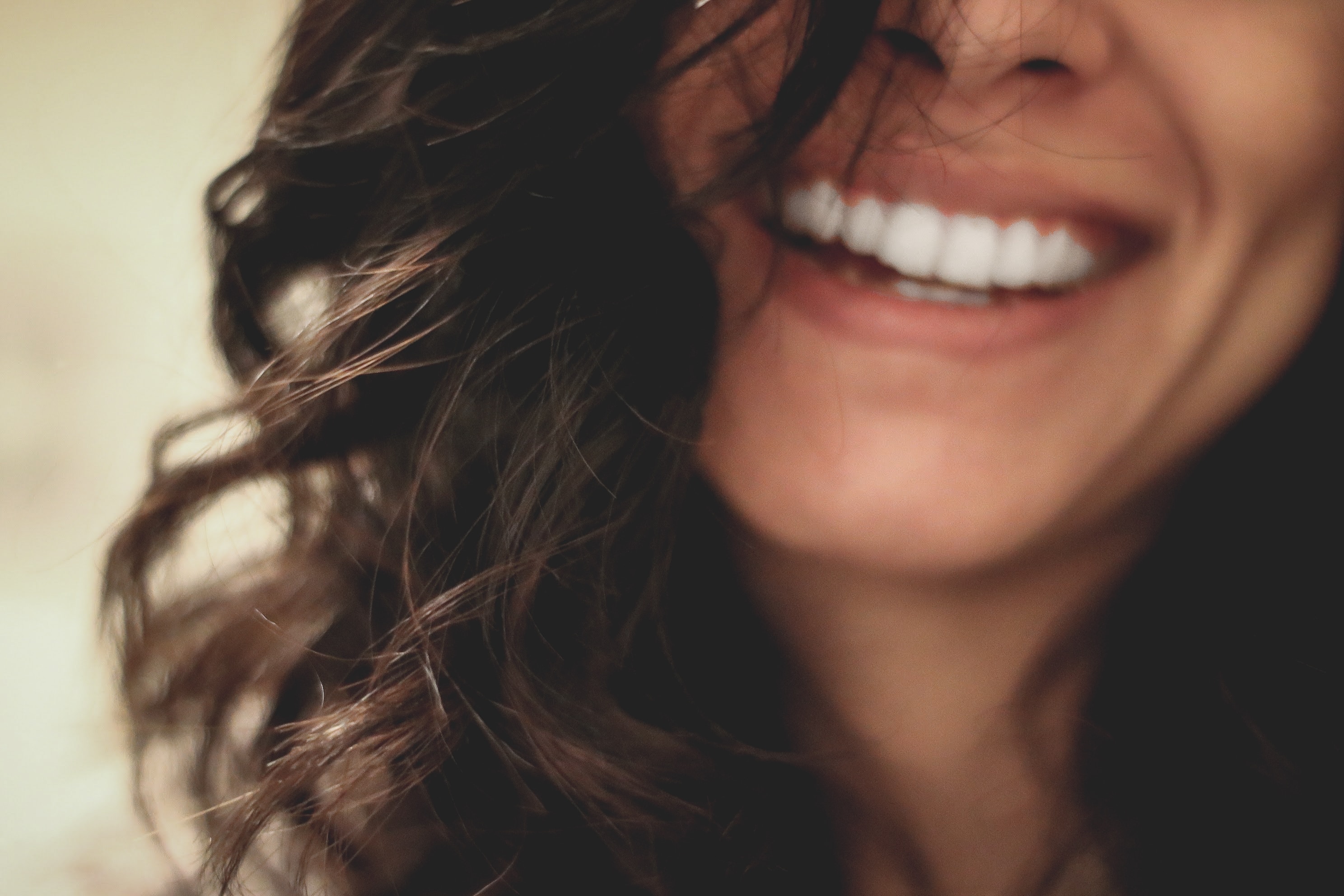 a close up of a woman's smile