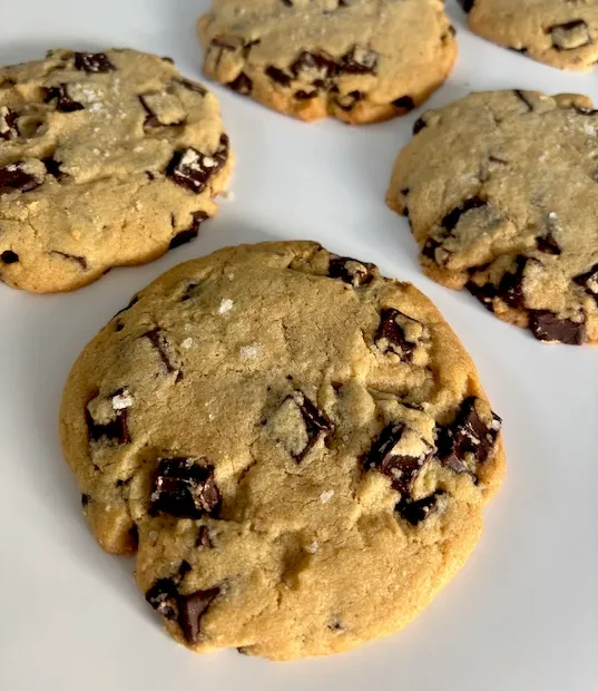 Thick semi-sweet chocolate chunk cookies, Crumbl style