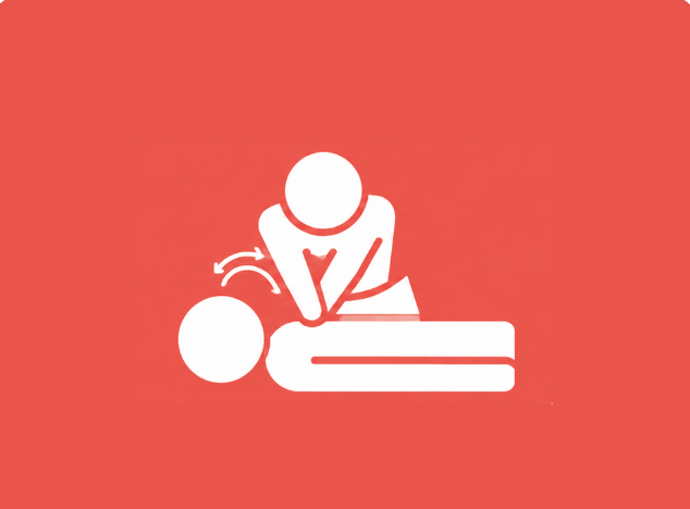 White support breathing icon on red background.