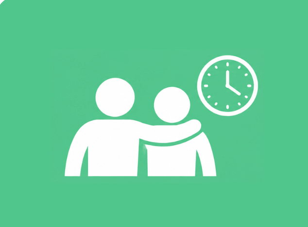 White stay until help arrives icon on green background.