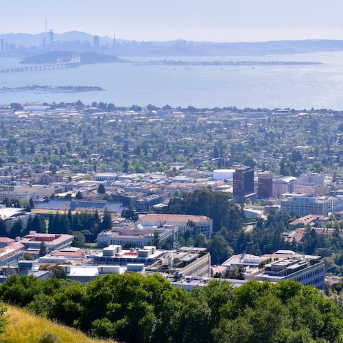 Overhead view of the city of Berkeley, CA