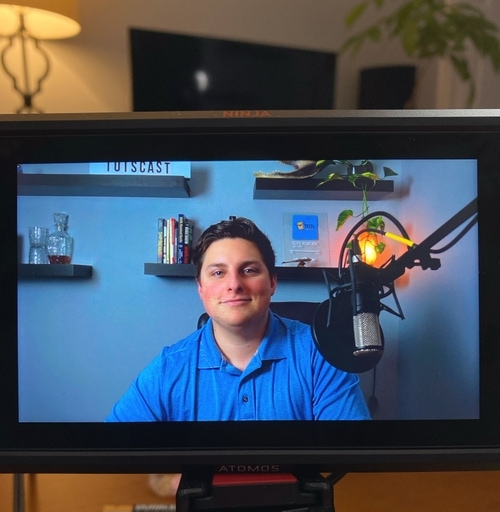 picture of camera recorder screen with ben on the set