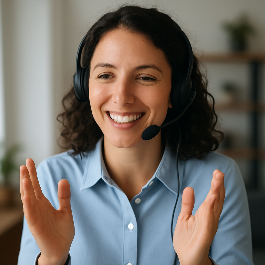 Frau im Telefonsupport von edoobox