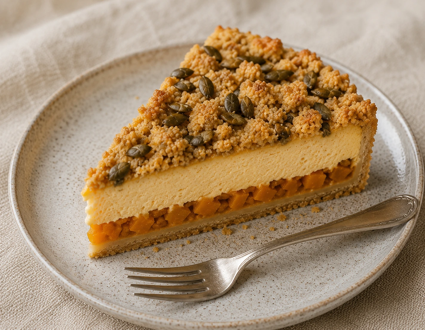 Kürbis-Cheesecake mit Streuseln