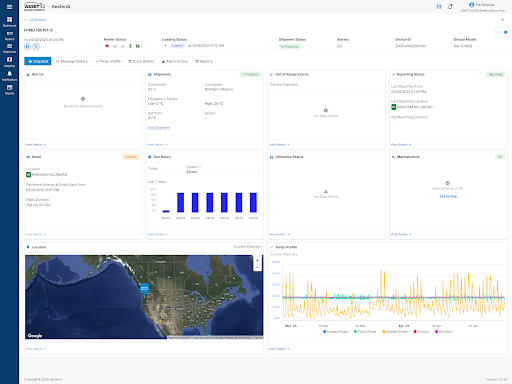 Dashboard view of Reefer IQ