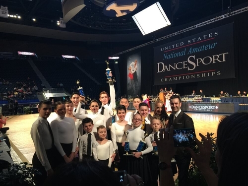A picture of dancers coached by Atanas at US national championships