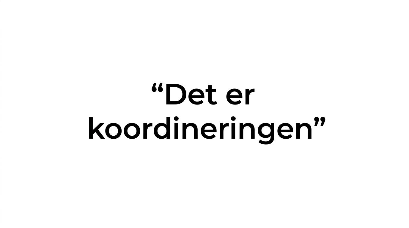 Et citatkort med teksten: 'Det er ikke kun materialerne, man betaler for. Det er koordineringen.'