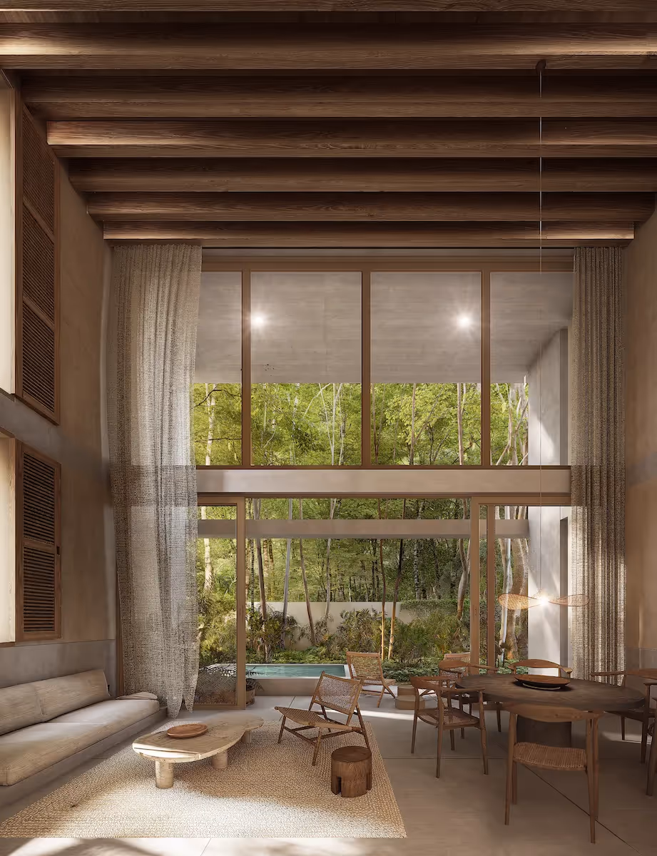 Interiores modernos y acogedores de Mayab Tulum, ideales para quienes buscan comprar propiedad en México