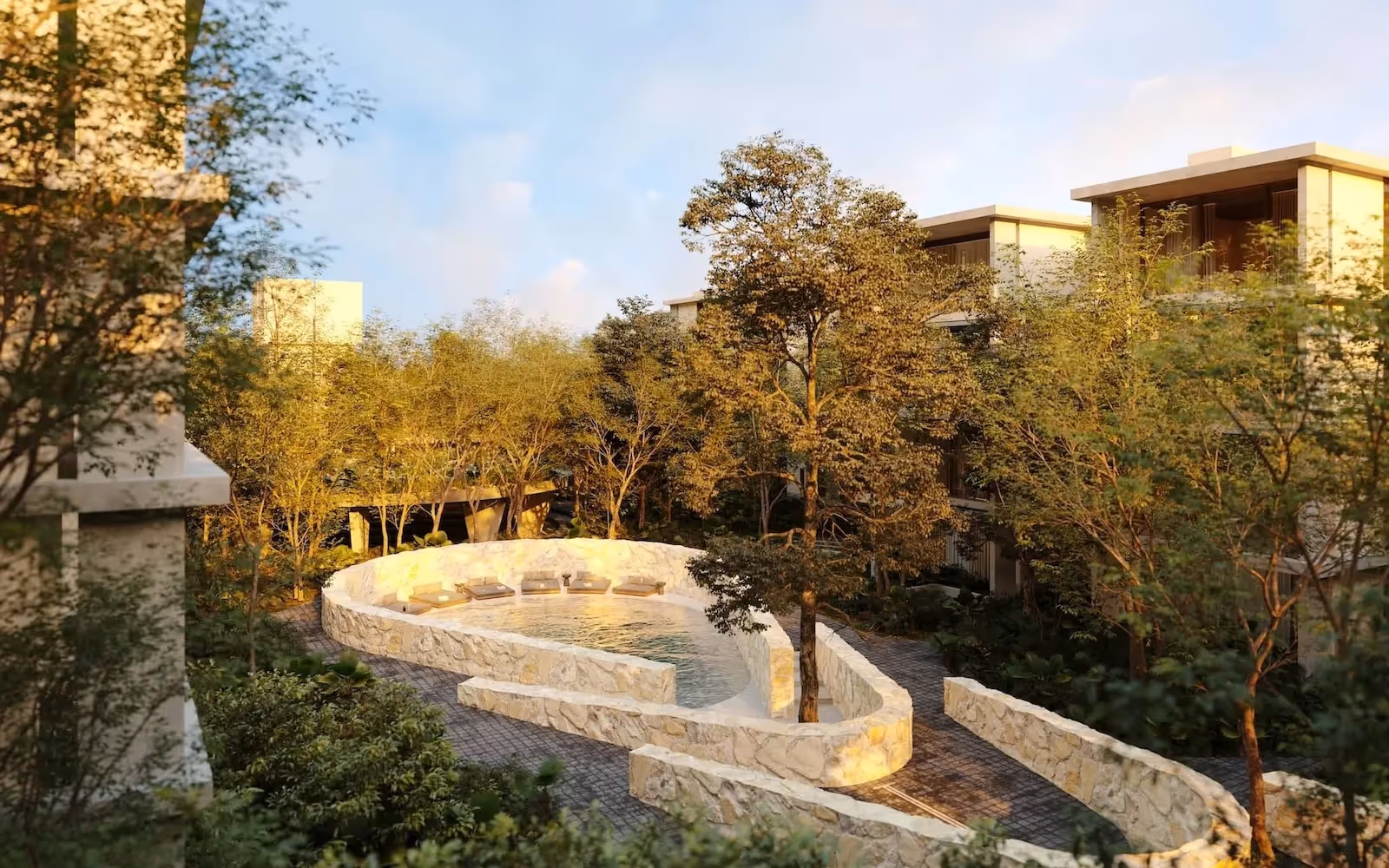 Alberca - cenote en los departamentos en preventa en Tulum en Mayab Tulum