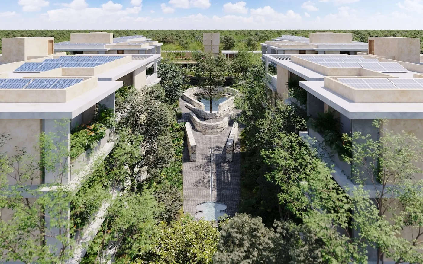 Solar energy system at Mayab Tulum, a unique feature for those looking to buy a condo in Tulum