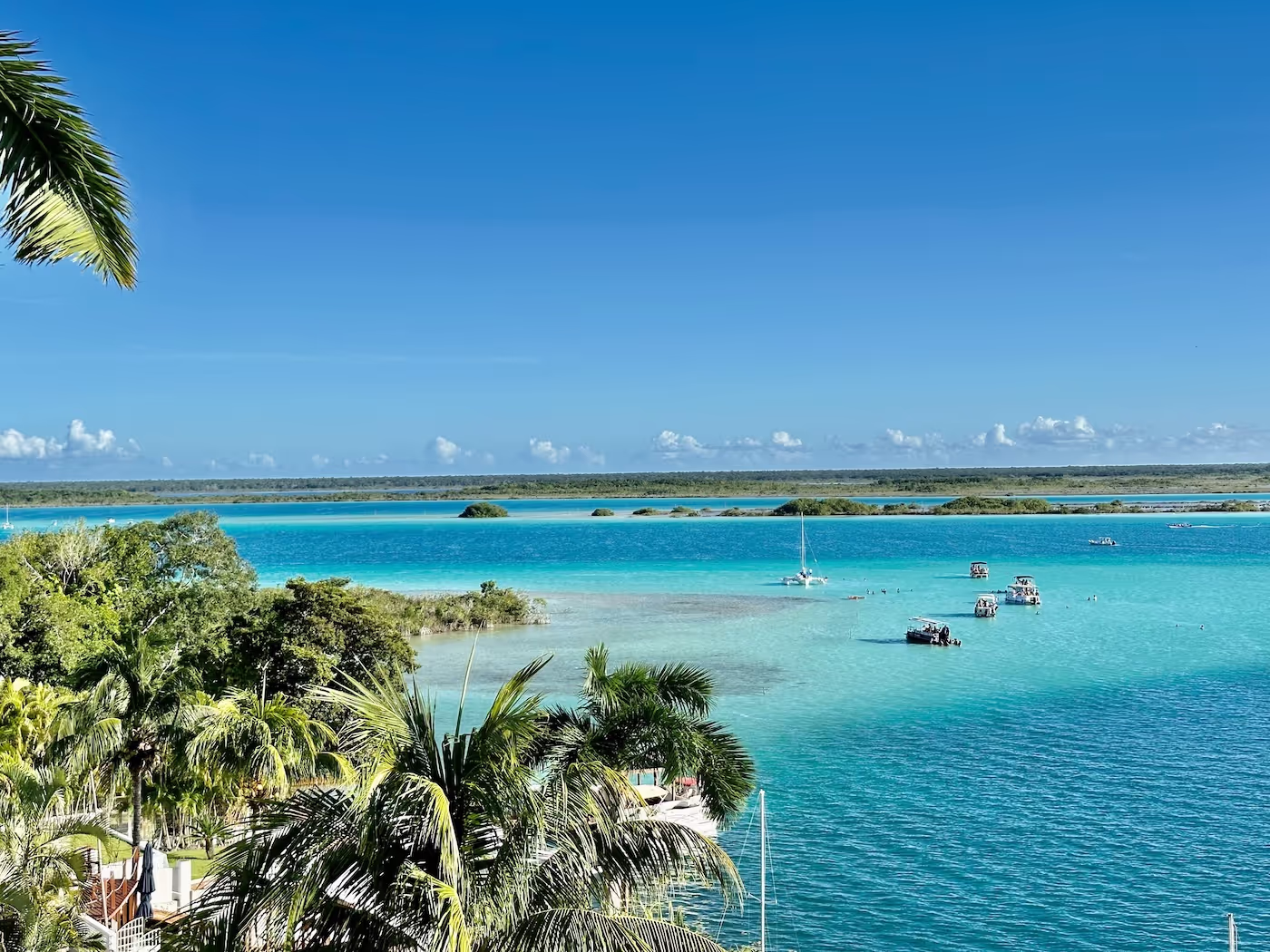 Scenic overview of the Bacalar lagoon ideal for retirement in Tulum Mexico