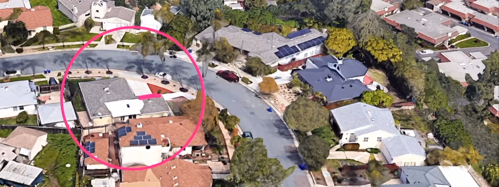 Aerial photo of the dick street residence in San Diego, CA