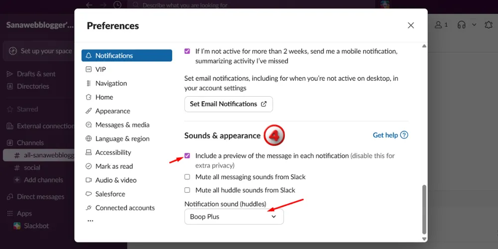 slack in app notification sound allow