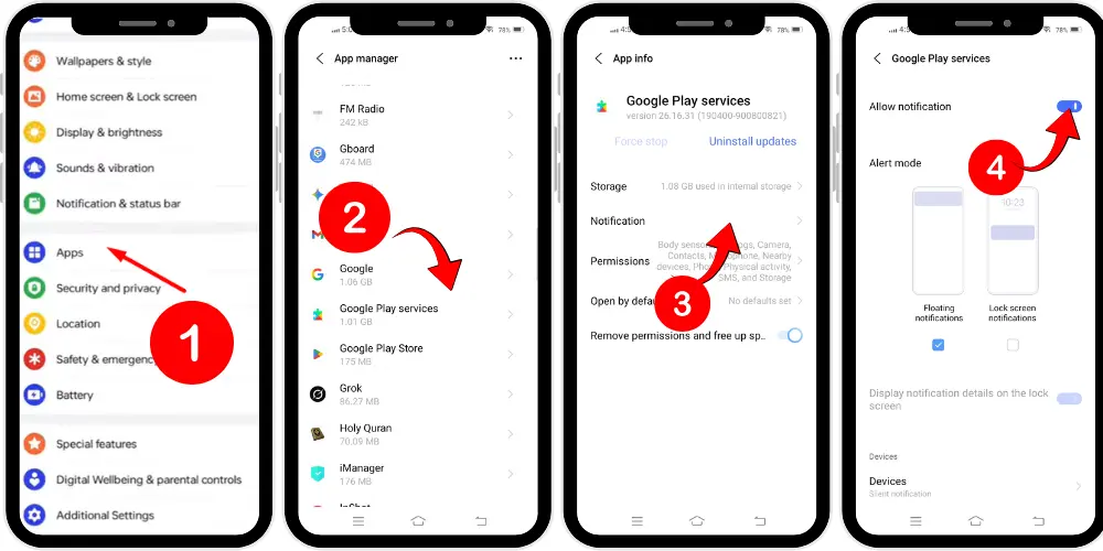 Confirm Google Play Services Notifications Are Allowed