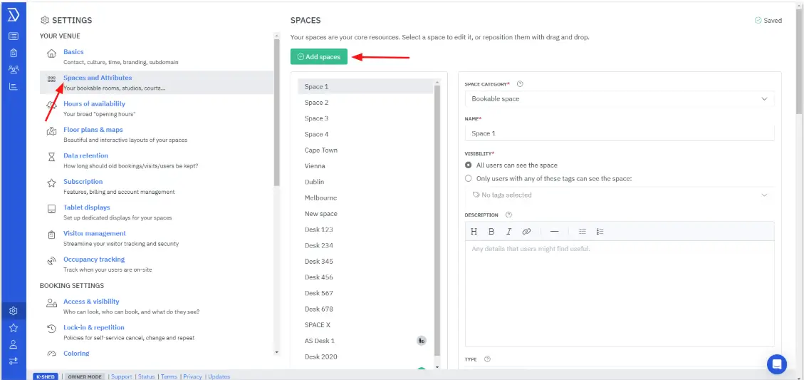 How to create Assigned Spaces in Skedda