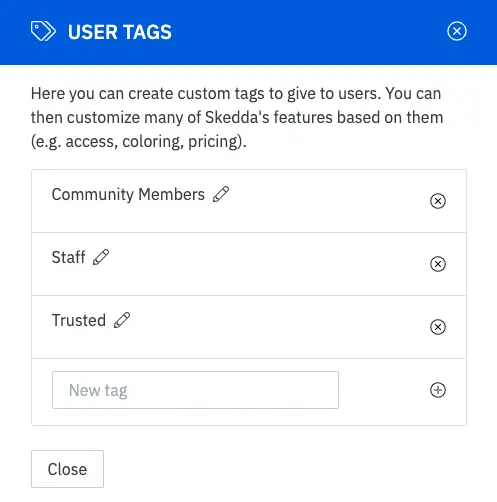 Create custom user tags with Skedda to segment different roles and assign varying permissions.