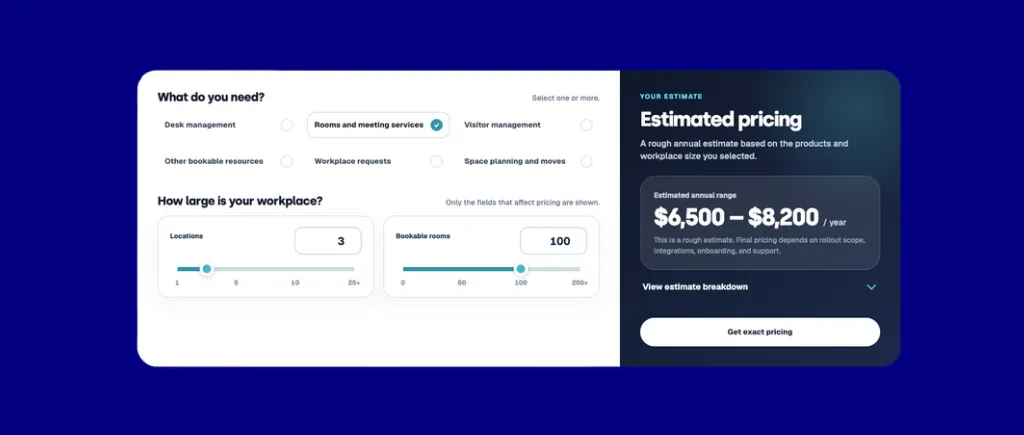 Tactic meeting room booking software pricing