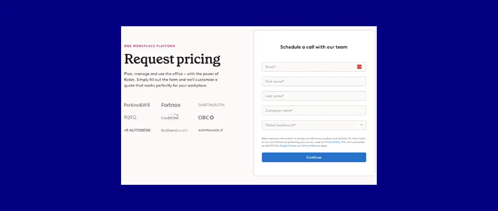 Robin meeting room booking software pricing
