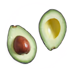 An avacado cut in half