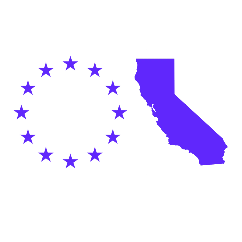 A map of california with five stars in the shape of a circle