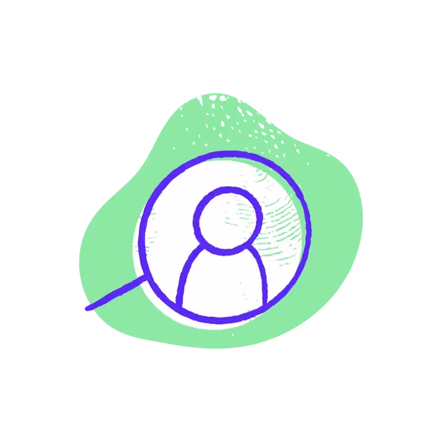 A blue and green circle with a person in it