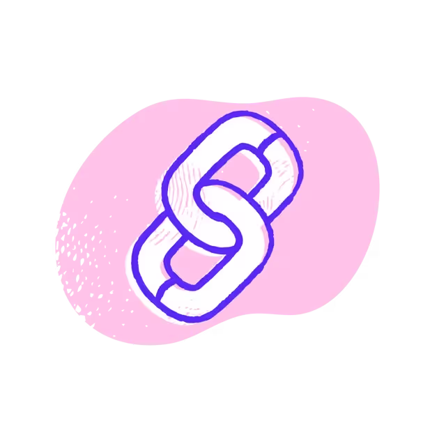 A drawing of a link on a pink background