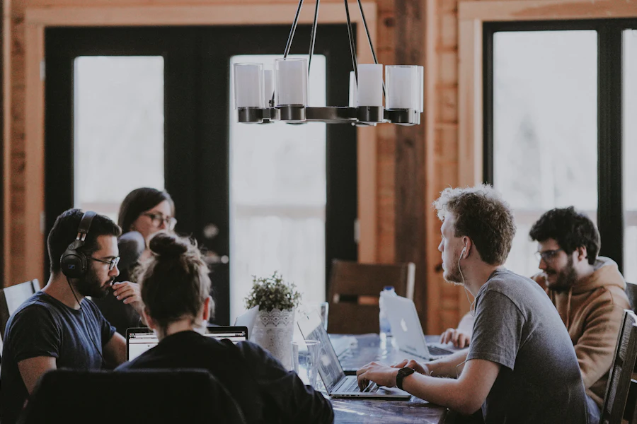 Colleagues working together in an office