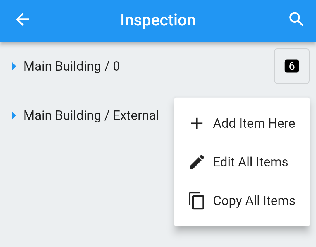 Tap the item count to Add Item Here, Edit All Items or Copy All Items.