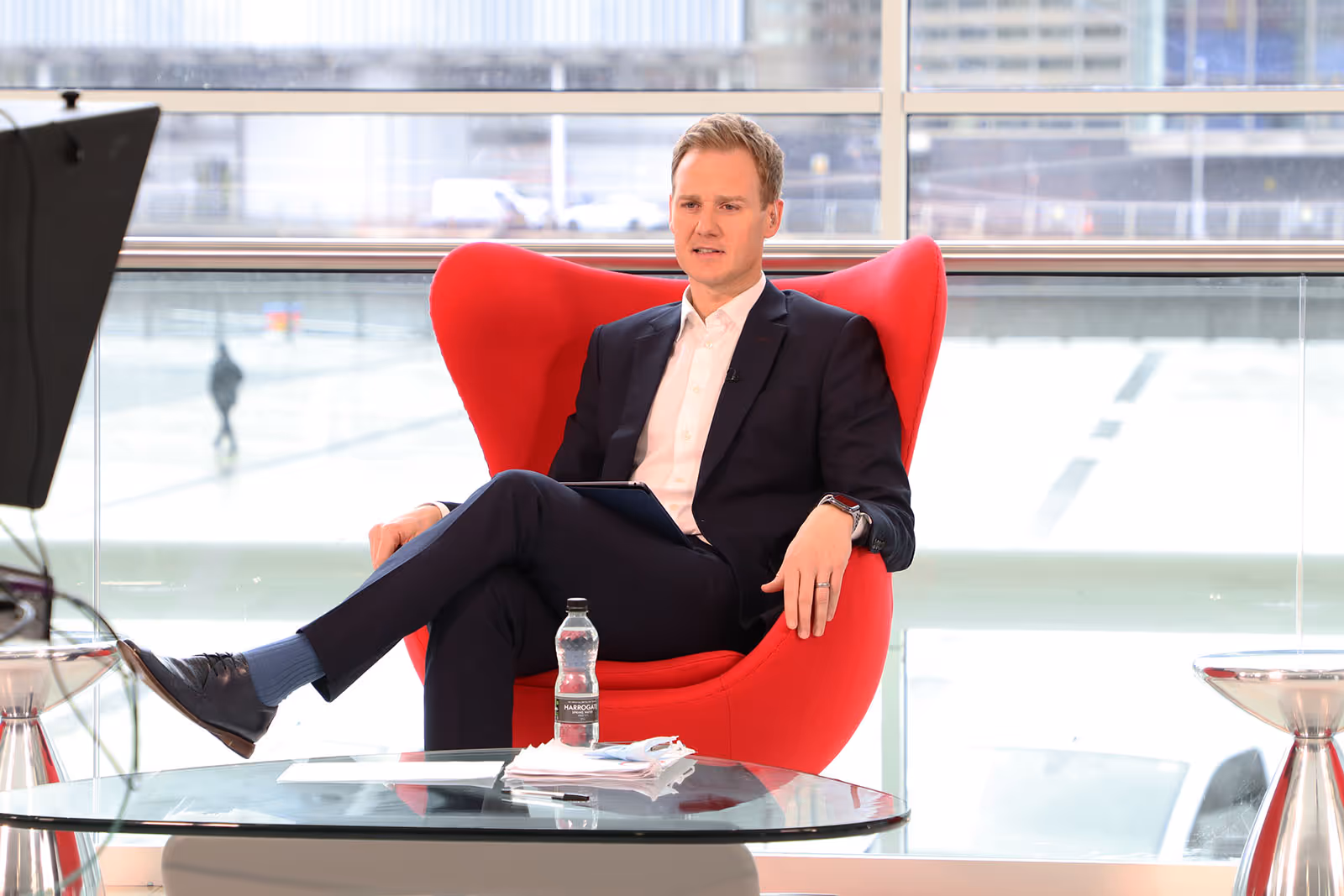 TV Presenter Dan Walke on the set of Best Companies Live at Media City UK