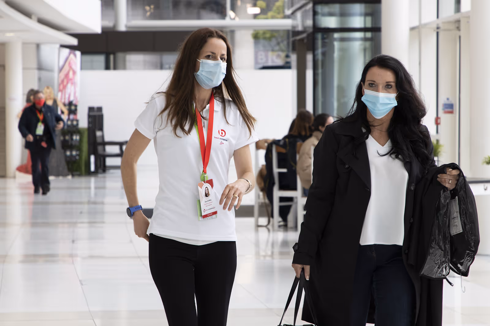 A member of the event team at Best Companies Live with Head of Peope at Hickory's Smokehouse Rachel Woodcock