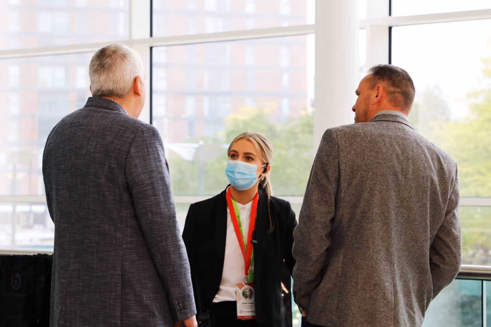 CEO of Inzpire Hugh Griffiths and CEO of Cloud Thing Jay Neale with a member of the event staff at Best Companies Live