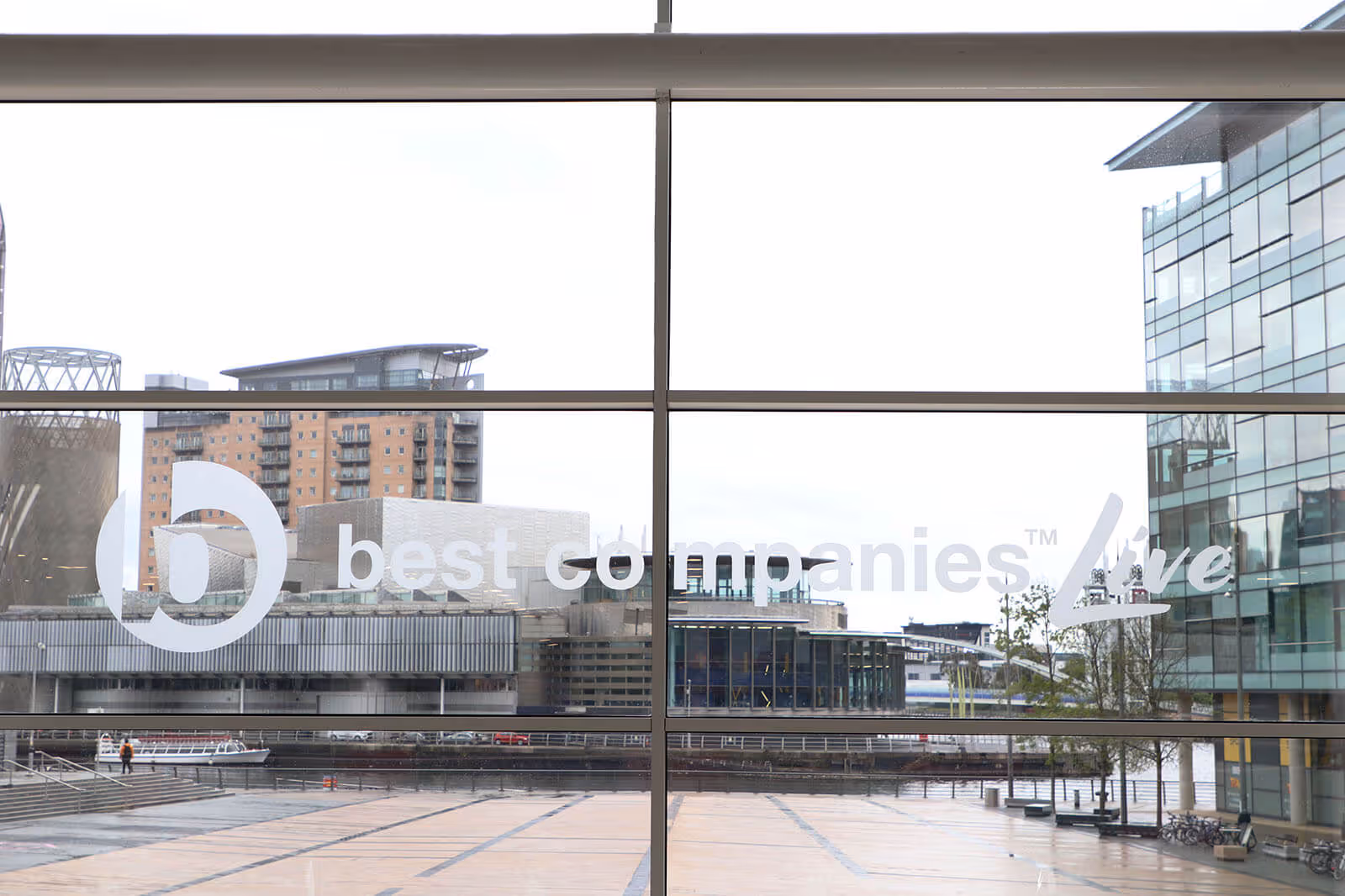 Best Companies Live Logo on window at Media City